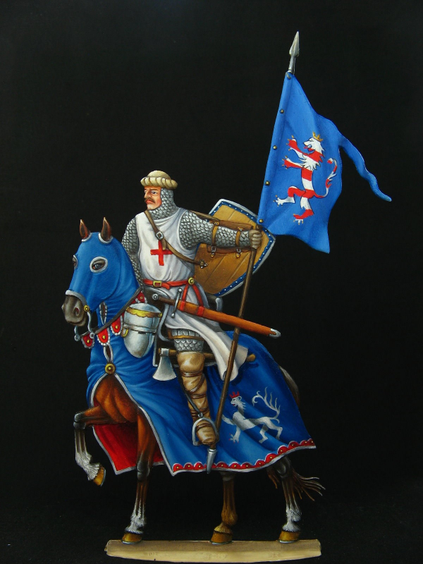 Deutscher Ritter mit Banner zu Pferd um 1220 n. Chr.